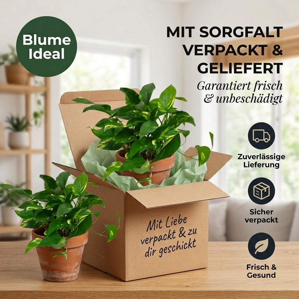 Efeutute (hängend) + Zinktopf | 2er-Set | Epipremnum aureum | ca. 30-35 cm | Ø 12-15 cm Topf