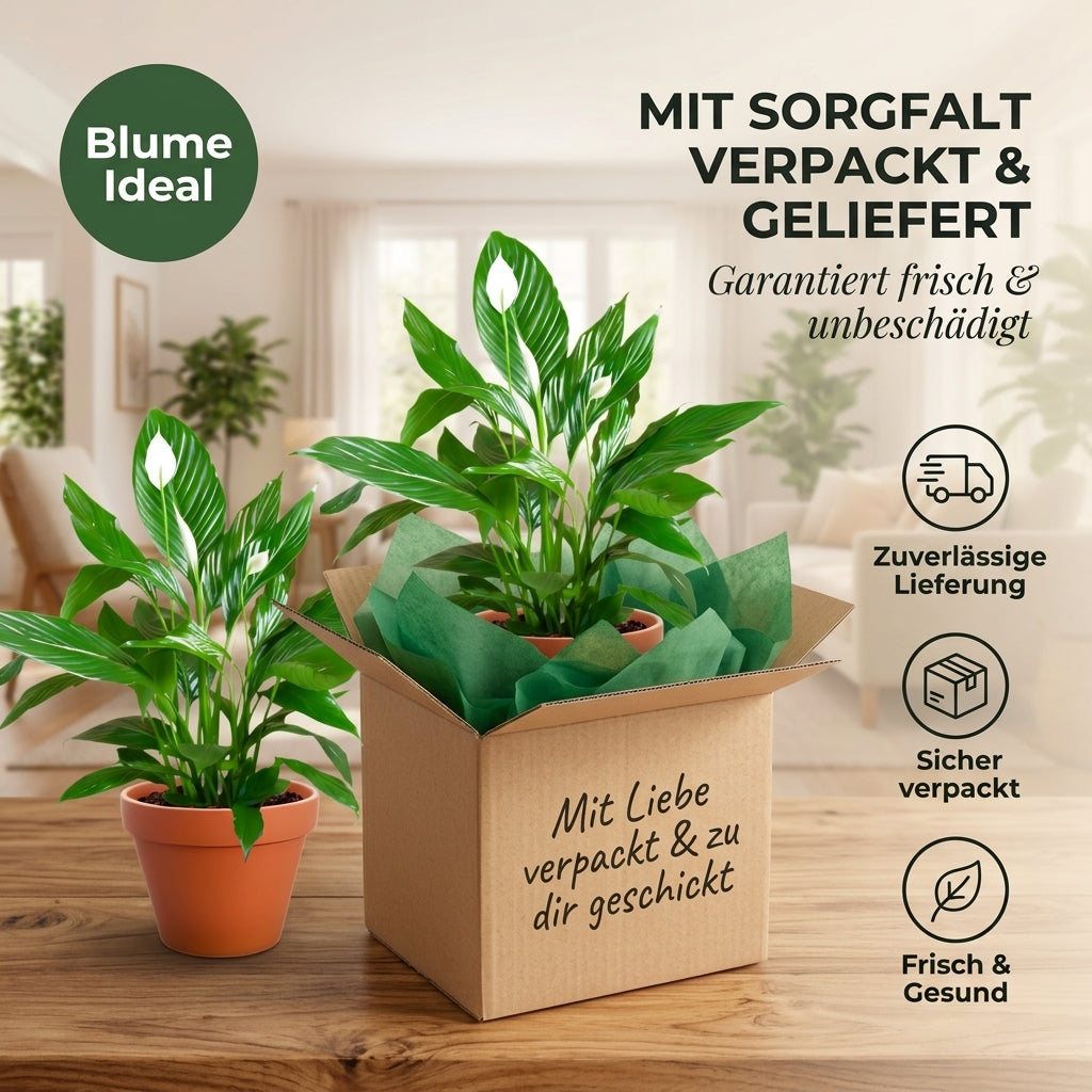 Einblatt + 3x Zinktopf | 3er-Set | Spathiphyllum | ca. 40-50 cm | Ø 12-15 cm Topf