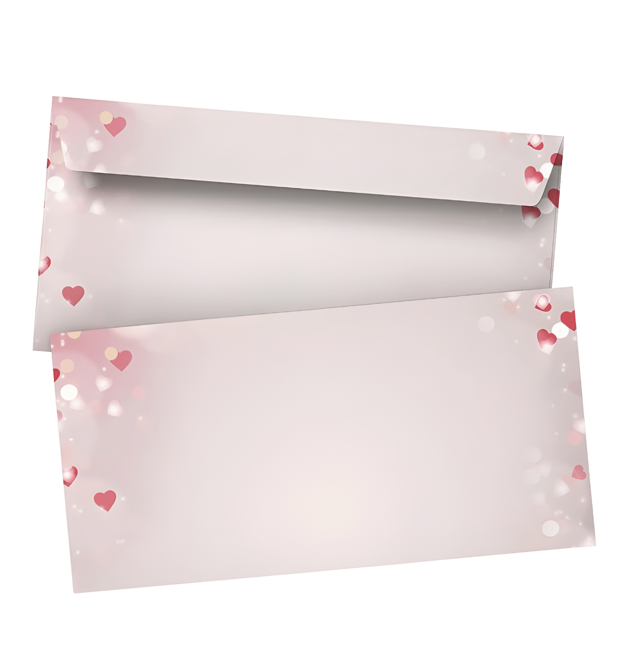 Briefumschlag in Rosa – Mit Herzen (DIN Lang) - Blume Ideal