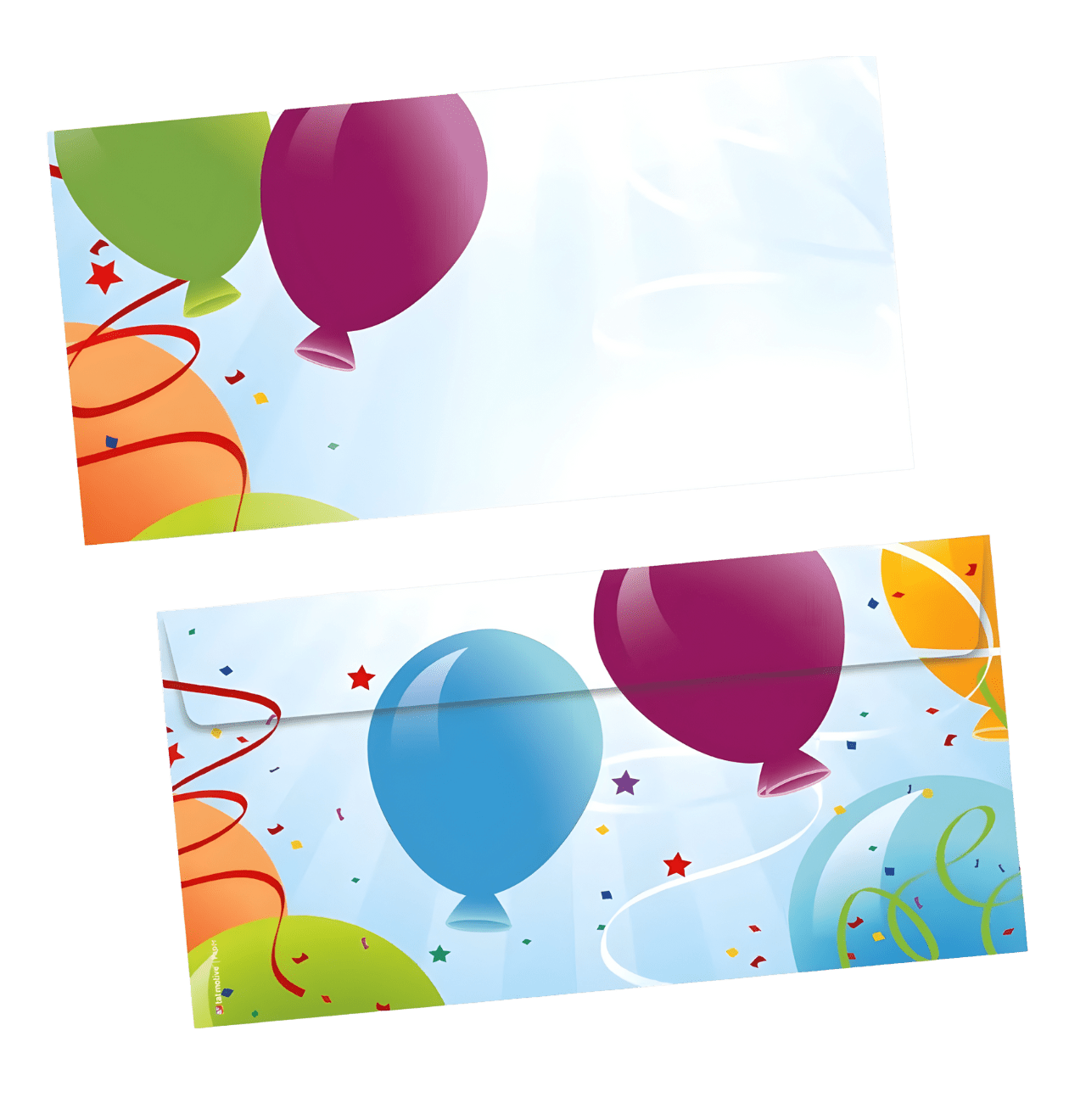 Briefumschlag mit bunten Luftballons (DIN Lang) - Blume Ideal