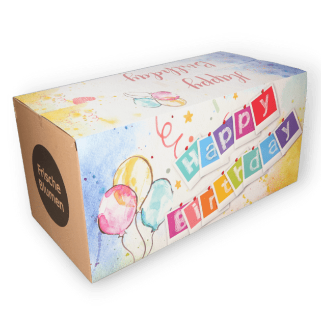 Geschenk - Verpackung - "Happy Birthday" - Blume Ideal