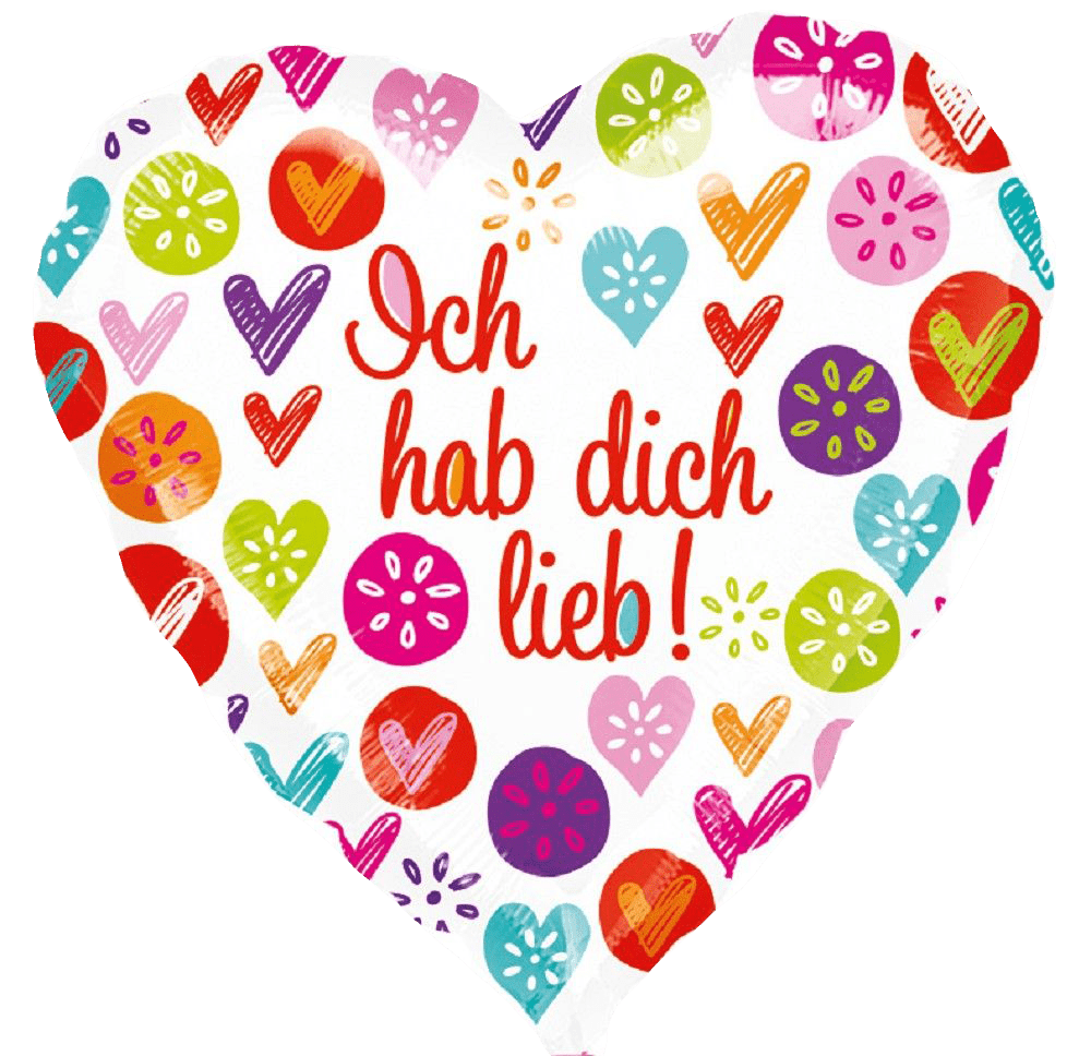 Heliumballon - Ich hab dich lieb! I Bunt - Herzen - Kreise - Blume Ideal