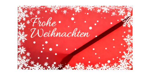 Briefumschlag "Frohe Weihnachten“ – Rot (DIN Lang)
