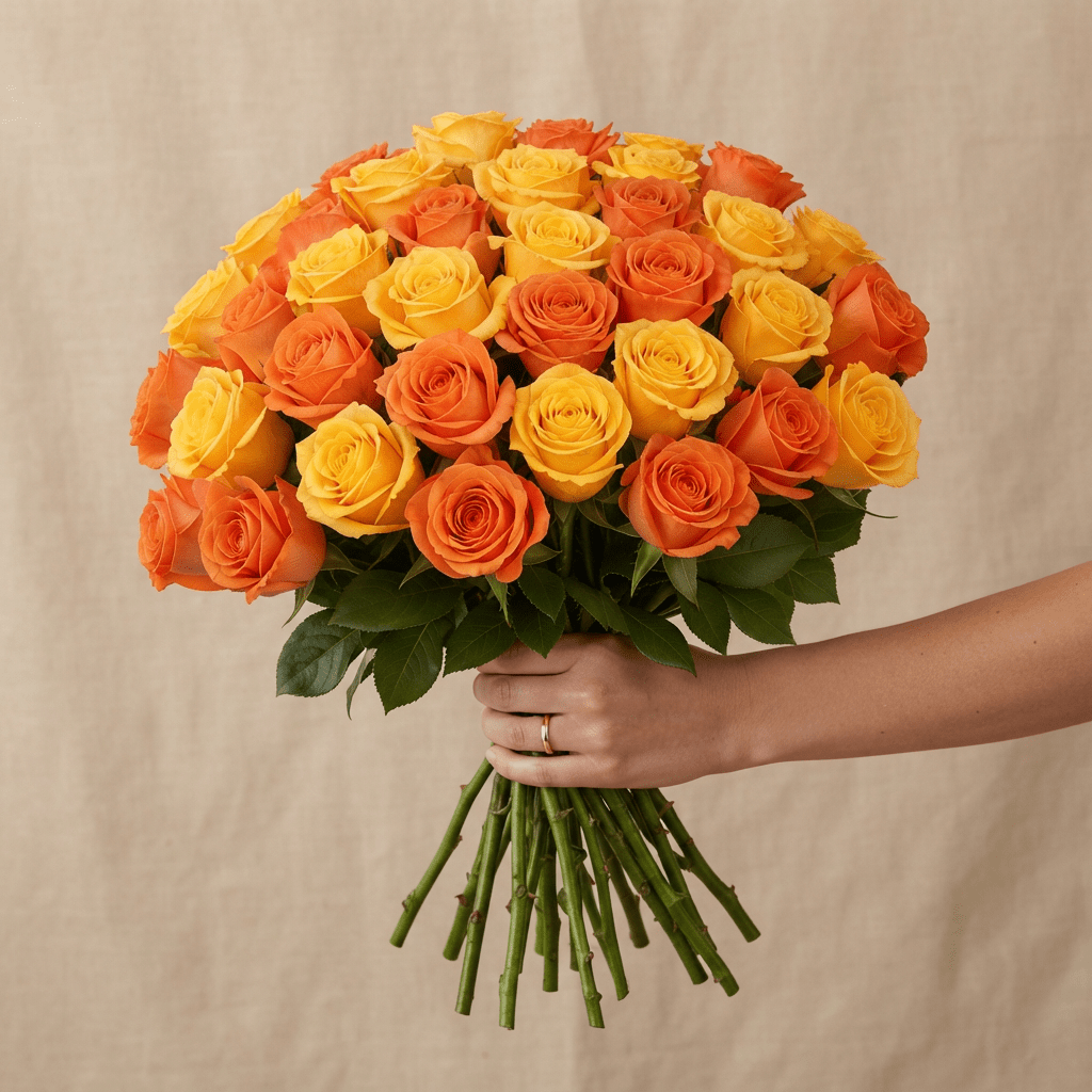 30 gelb orange Rosen - Blume Ideal