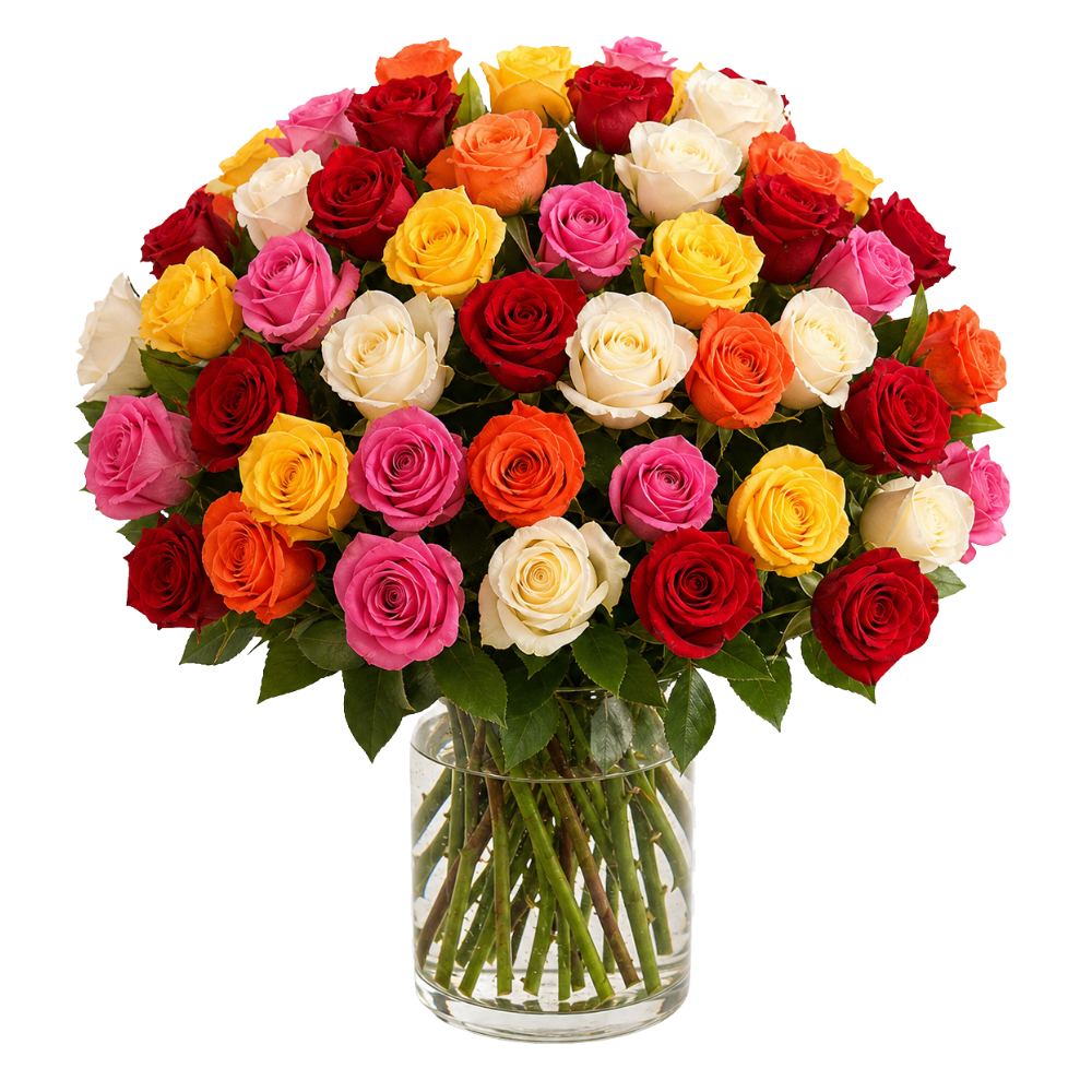 50 bunte Rosen - Blume Ideal