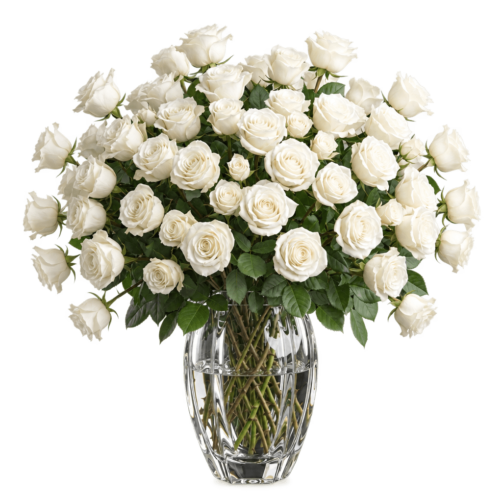 50 weiße Rosen - Blume Ideal