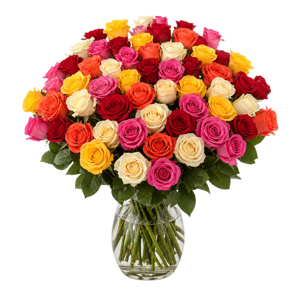 60 bunte Rosen - Blume Ideal