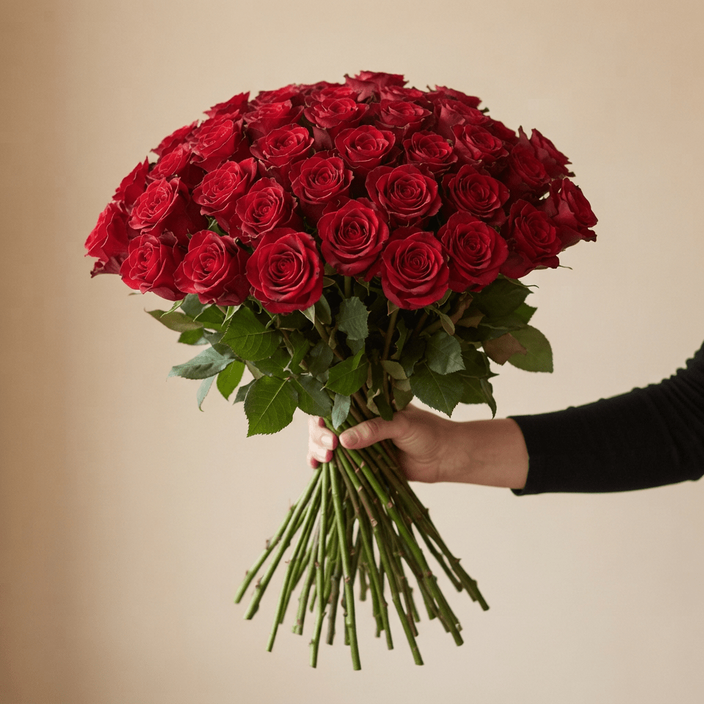 60 rote Rosen "Perfekter Liebesbeweis" - Blume Ideal