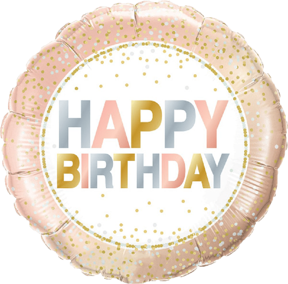 Heliumballon - HAPPY BIRTHDAY I Rosa - Weiß - Glitzerkreis - Blume Ideal