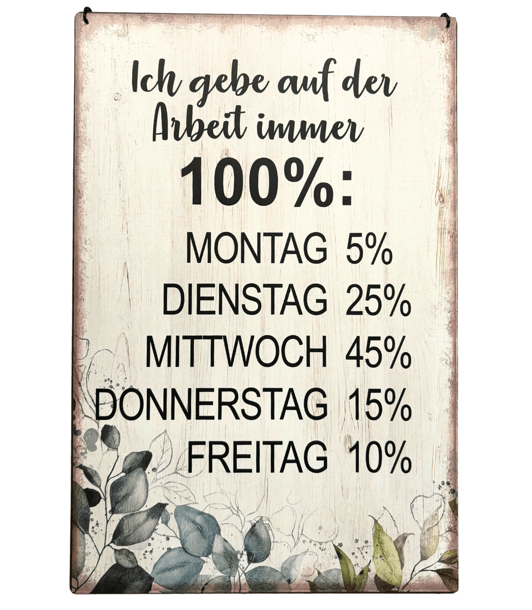 Schild "100 Prozent" - Blume Ideal