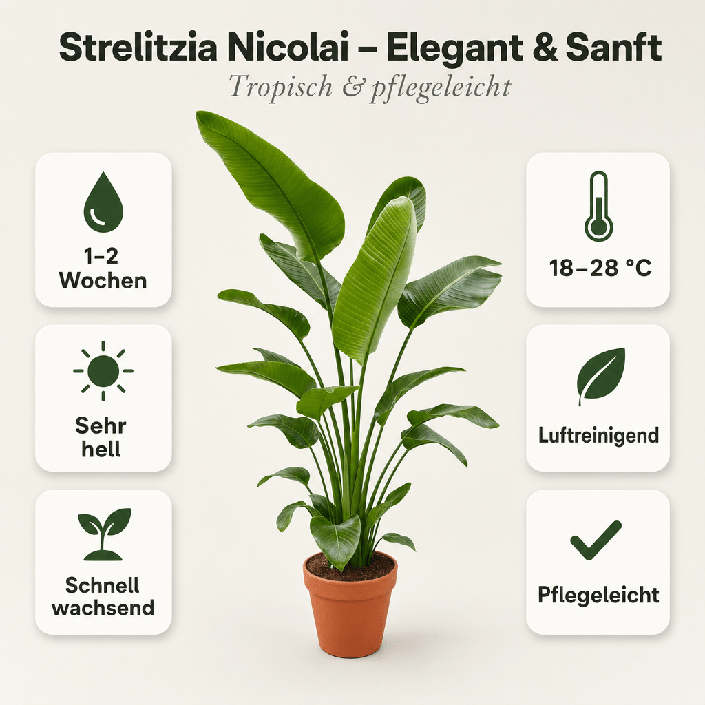 Weiße Paradiesvogelblume + 1x Zinktopf | Strelitzia Nicolai | ca. 45-55 cm | Ø 12-15 cm Topf - Blume Ideal