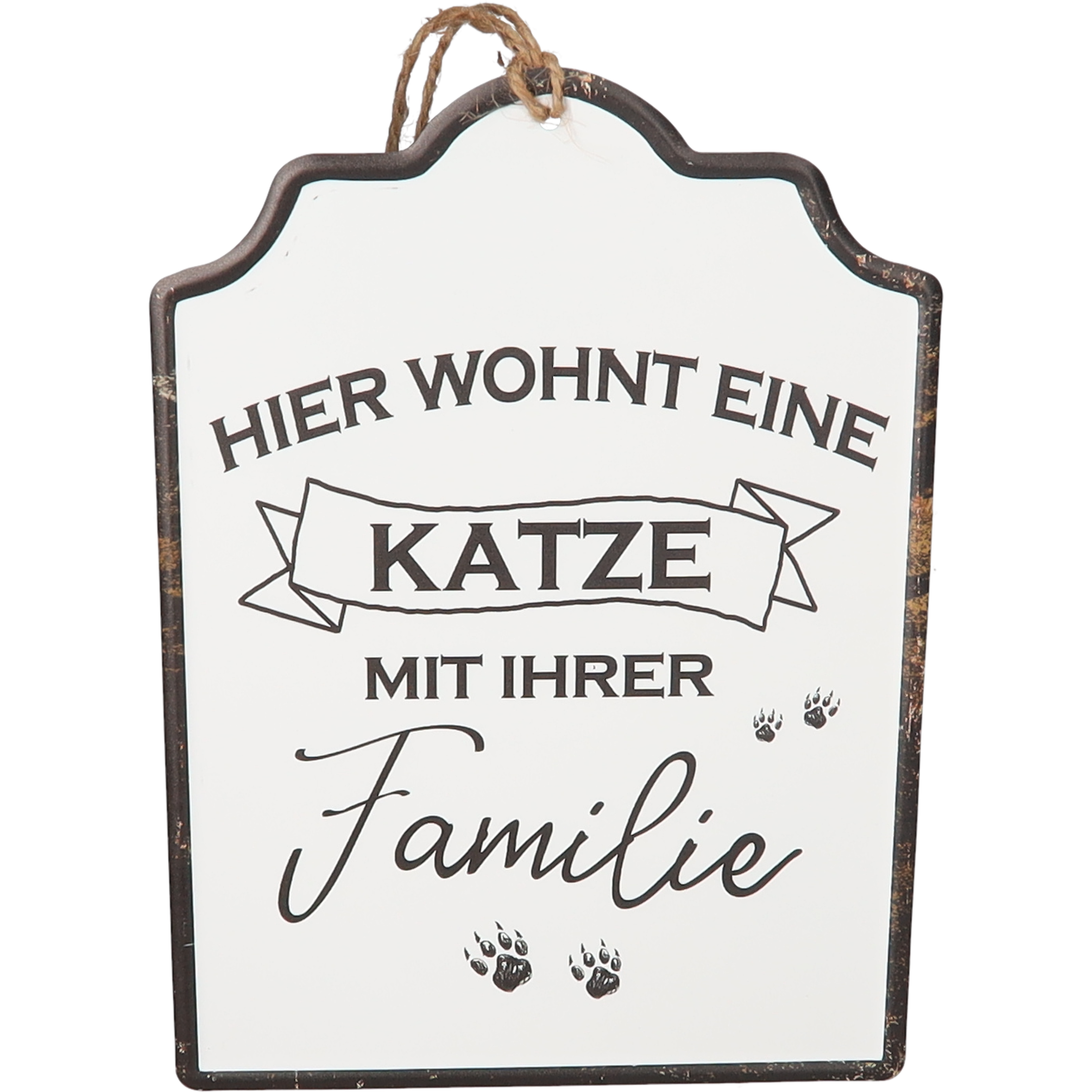 Schild "Hier wohnt ein Hund/Katze mit ihrer Familie" 